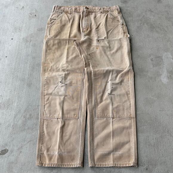 Vintage Y2K Carhartt brown double knee work wear carpenter pants - Picture 1 of 7